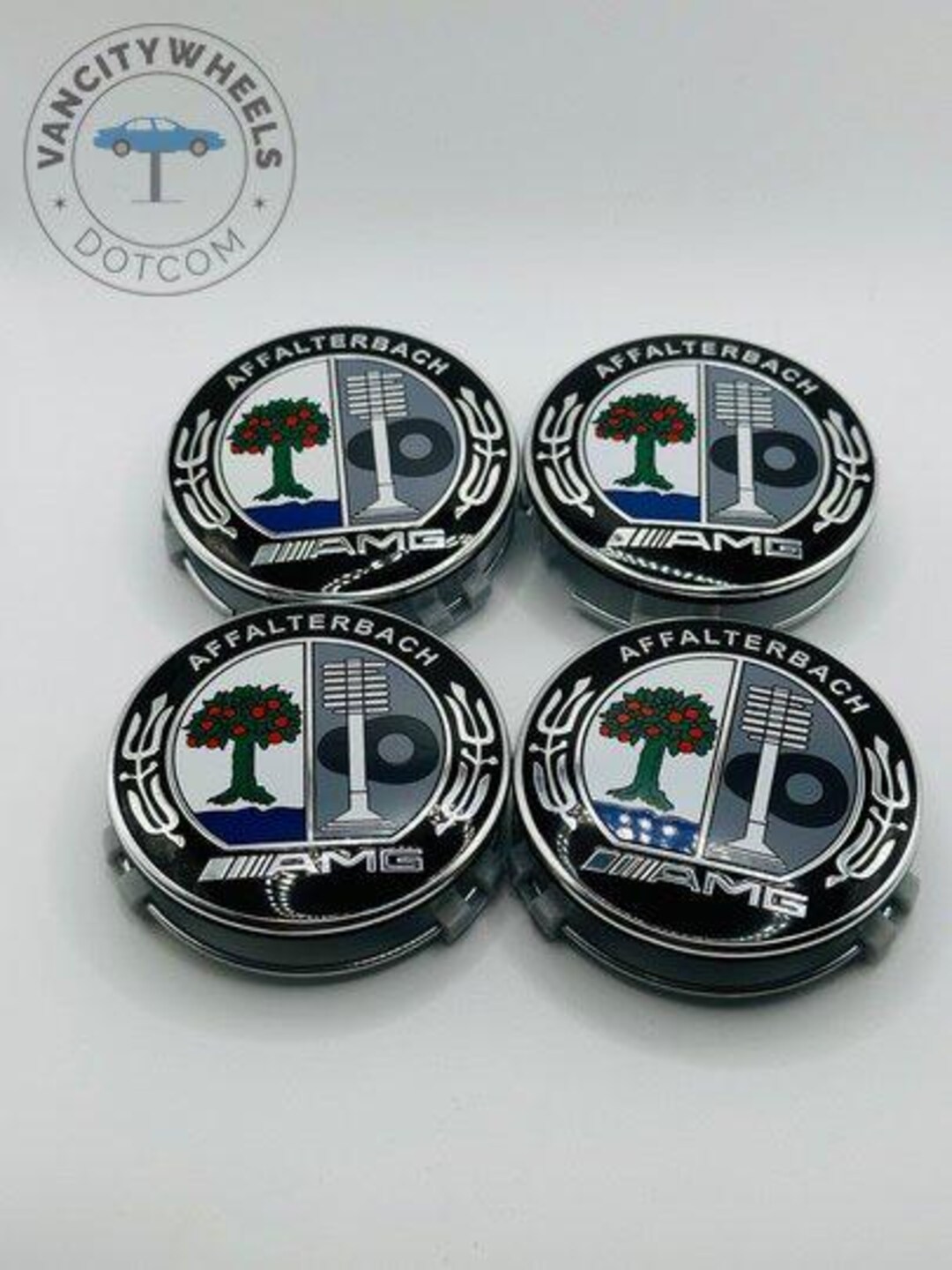 Set of 4 Mercedes Benz AMG Alloy Wheel Center Caps 74mm, Black Center ...