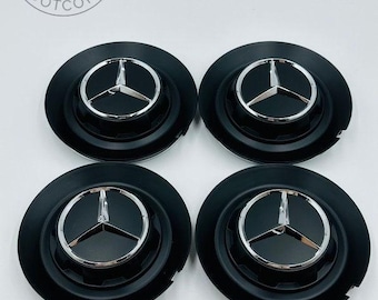 Set of 4 Black Mercedes Benz C-1028 Alloy Wheel Center Caps 146mm, Black Center Hub Caps for Mercedes Benz 146mm C1028