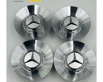 Eurowagens 75mm Chrome Wheel Centre Cap Set (4pcs) For Mercedes A/B/C/E/S Class