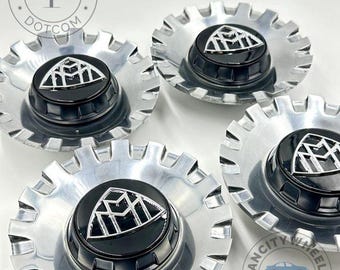 Maybach Wheel Center Caps – 154mm Silver Chrome, Black Logo A2224000900