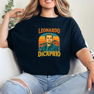 Leonardo DiCaprio retro vintage t shirt unisex graphic tee aesthetic movie star shirt 90s style train art casual outfit gift for film lovers