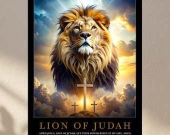 Lion of Judah Watercolor Poster: Christian Wall Art