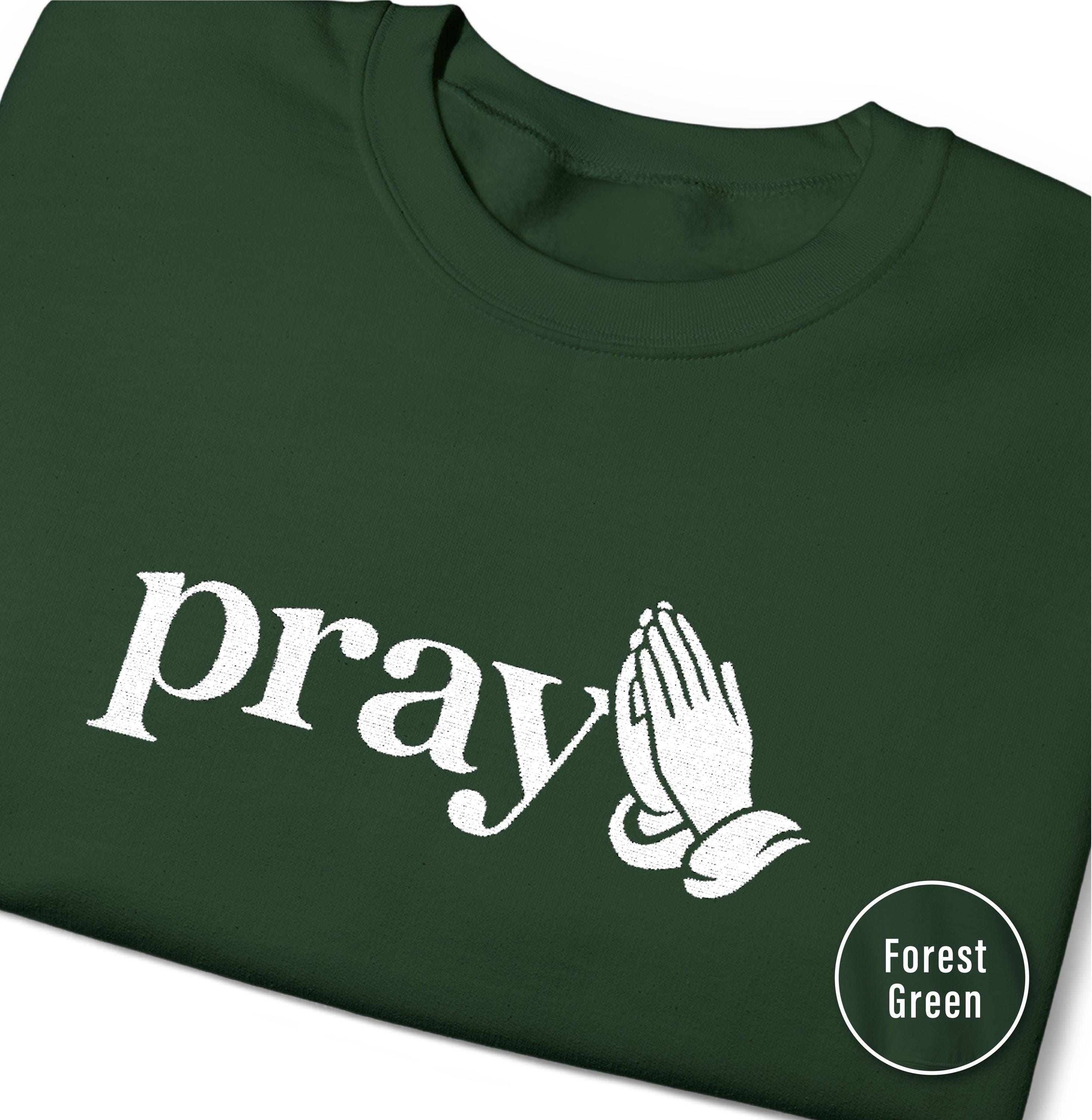 Embroidered Praying Hands Sweatshirt, Religious Comfort Crewneck