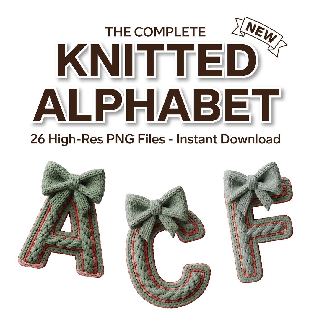 Knitted Alphabet PNG Bundle - 26 High-res Braided Yarn Letters With ...