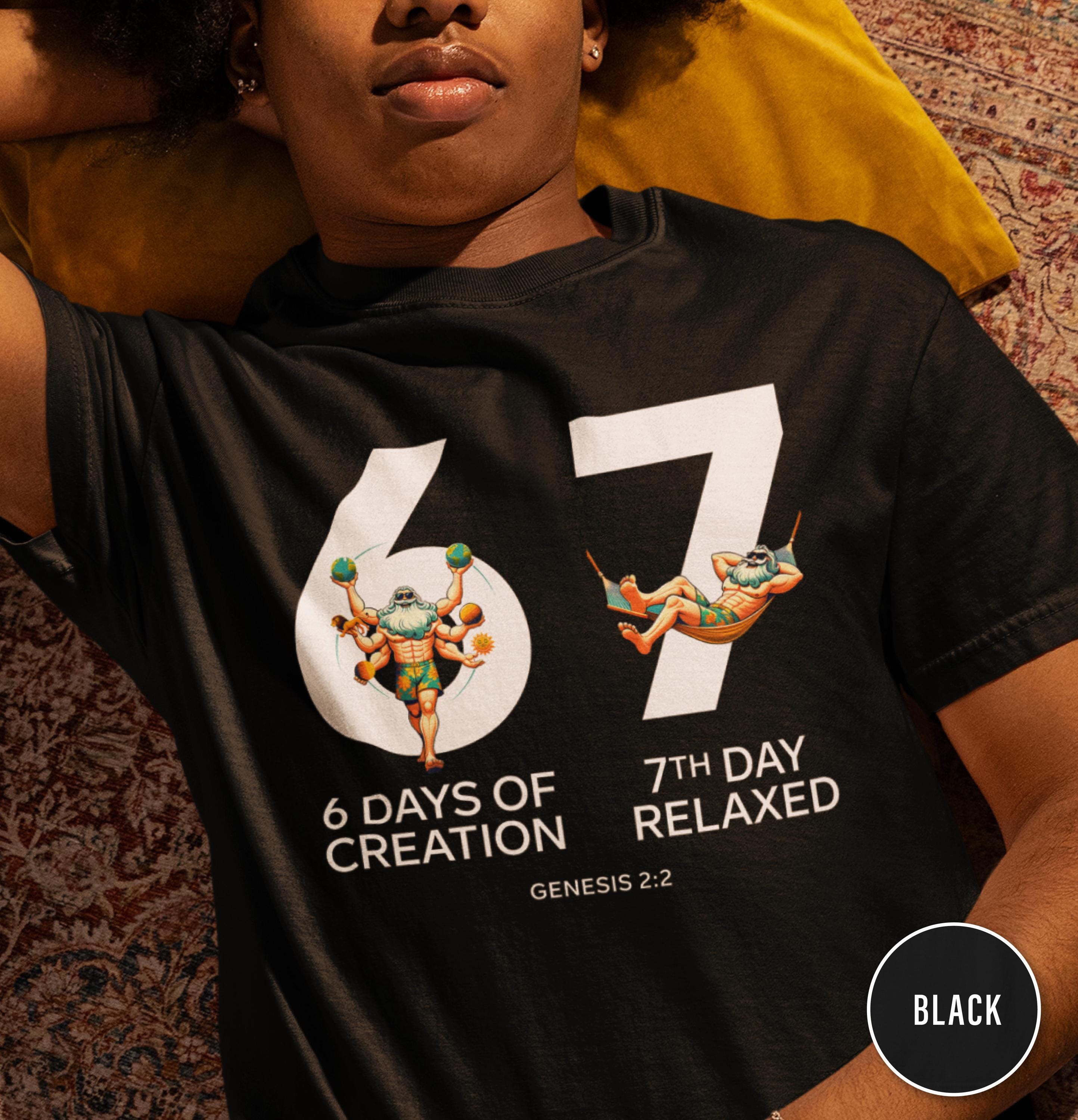 6 Days of Creation 7th Day Relaxed T-shirt | Genesis 2:2 Bible