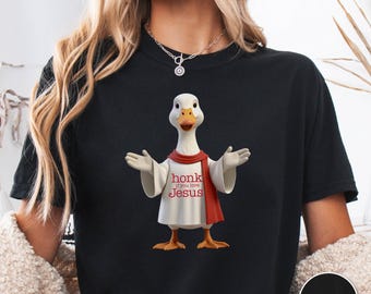 Camiseta "Toca la bocina si amas a Jesús": Divertida camiseta cristiana de ganso