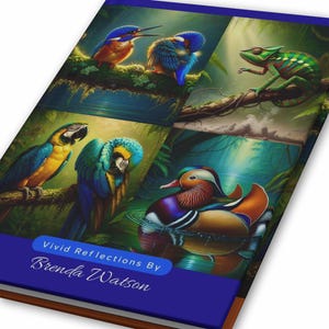 Diario personalizado de animales salvajes con vívidos detalles, arte de aves tropicales con nombre personalizado, regalo de guacamayo martín pescador, cuaderno colorido de vida silvestre, diario de tapa dura