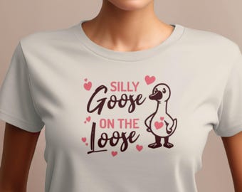 Camiseta "Silly Goose On The Loose": Camiseta retro de chica de granja