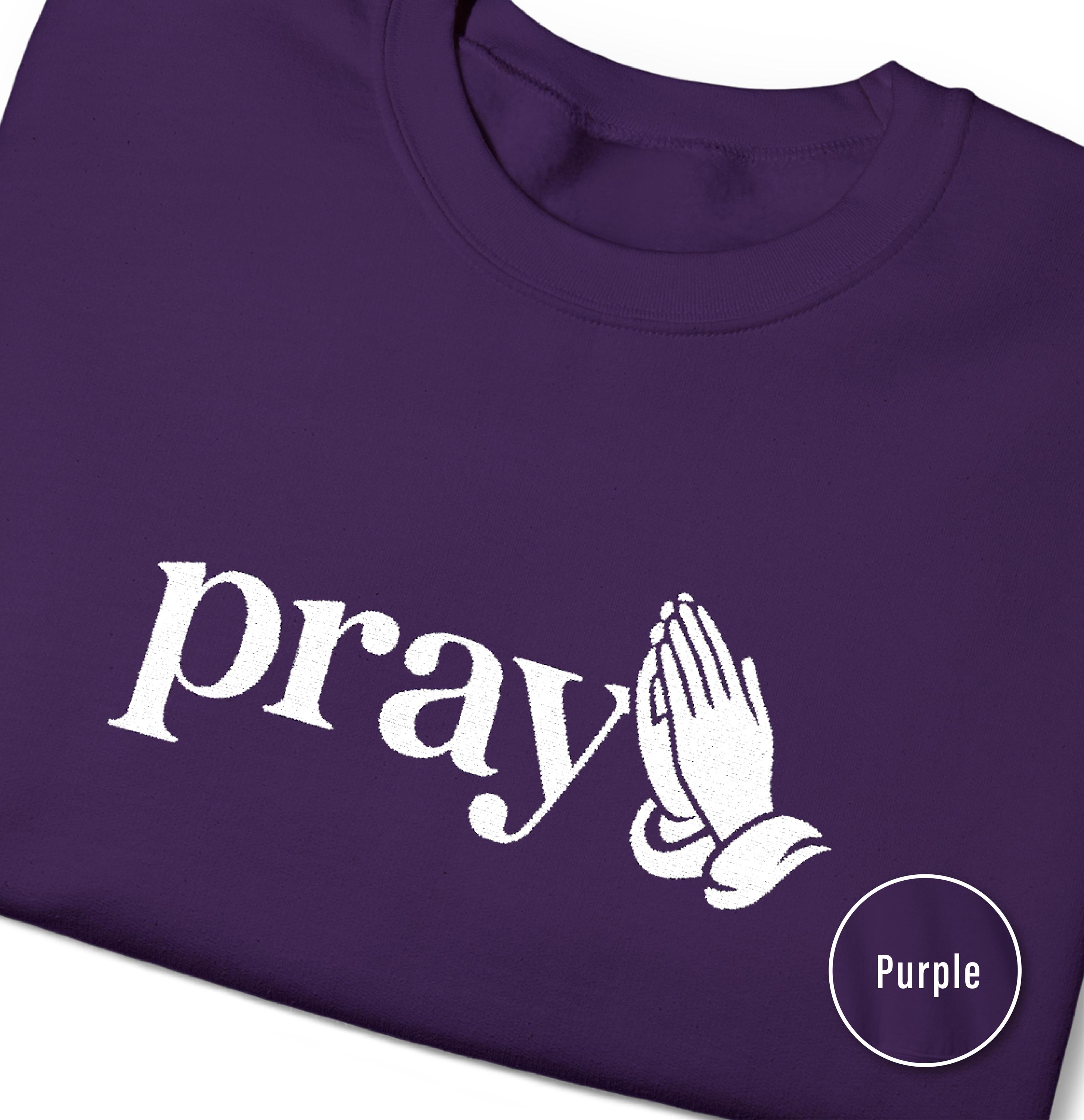 Embroidered Praying Hands Sweatshirt, Religious Comfort Crewneck