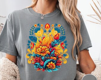 Lotus Flower Boho T-Shirt: Comfort Colors Retro Yoga Tee