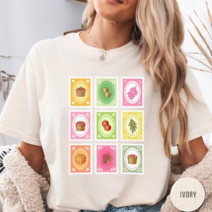 Vintage Summer Stamp Comfort Colors Tee: Cottagecore Fruit & Veggie Garden