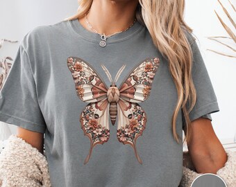 Motte Floral Comfort Farben T-Shirt: Cottagecore Goblincore Vintage Stil