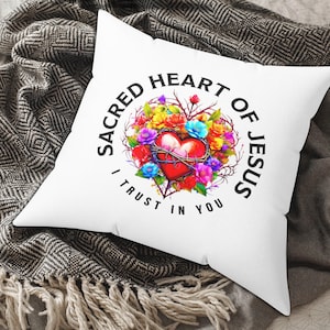 Christian Inspirational Sacred Heart of Jesus Pillow Cover, Home Decor Gift for Mom, Throw Pillow Case, Housewarming Gift, Decorative