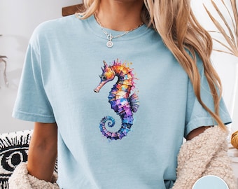 Camiseta de caballito de mar Comfort Colors, camiseta de vida silvestre del océano