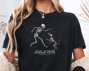 Funny Christian Halloween T-Shirt: Ezekiel 37 Skeleton Dog Tee