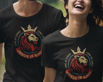 Jesus Is King Lion T-Shirt: Christian Faith Comfort Colors Tee
