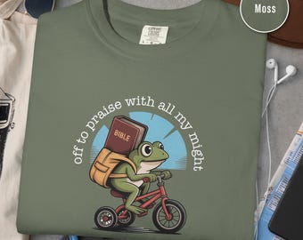 Off To Praise The Lord With All My Might, Funny Frog Praise Tee