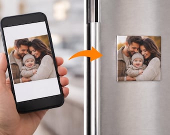 Personalisierter quadratischer Fotomagnet - 2,5 Inch personalisiertes Bildgeschenk, Jahrestags-Andenken