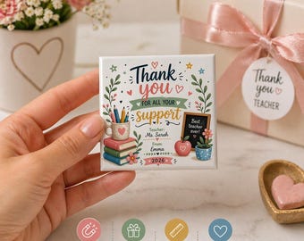 Personalised Teaching Assistant Thank You Magnet, Custom Name Teacher Gift (2.5 Inches)