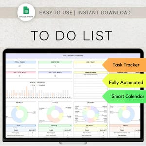 To-Do List Spreadsheet Daily, Weekly Monthly Task Management Smart Calendar & Checklist Google Sheets Task Productivity Planner