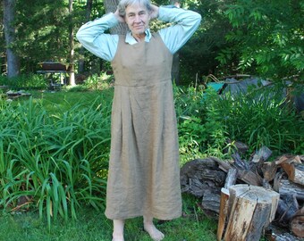 Woman's  Linen Dress Jumper with side pockets