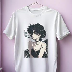 Goth Anime Girl T-Shirt - 90s Dark Magical Girl Aesthetic Tee Inspired by Sailor Moon | Soft Grunge Alt Anime Graphic Shirt for Fans