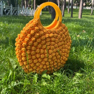 Crochet bag, handbag, handmade bag, orange bag, gift for her