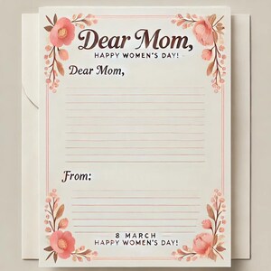 Carta para mamá por el Día de la Mujer para imprimir: descarga instantánea, regalo único