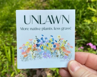 3" Unlawn sticker, Less Grass 3" Waterproof - Free shipping on small quantities