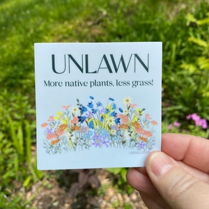 3" Unlawn sticker, Less Grass 3" Waterproof - Free shipping on small quantities