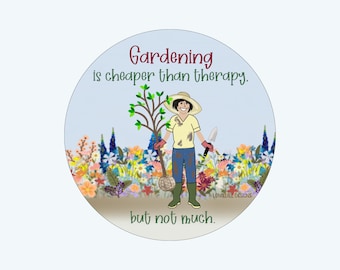 Gardening Therapy 3" Sticker: Waterproof Laptop Decal