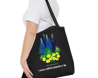 Lupine & Evening Primrose Tote 16"x16"- FREE Domestic Shipping Pittsburgh-Flower-Floral-Native Plants-2 side print-flat bottom-Pittsburghese