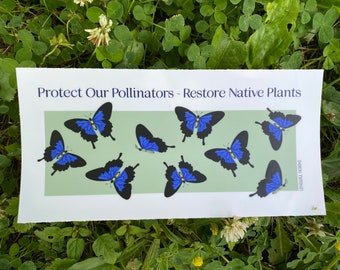 Bumper sticker for gardeners - Protect Our Pollinators - available in 2 sizes- Free shipping on small quantities - Waterproof Vinyl