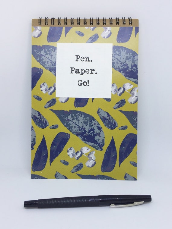 Pen Paper Go Leafy Cover Up Cycled Writers Journal Left Etsy
