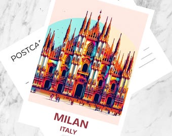 Milan Travel Postcard Travel Scrapbook Blank Italian Postcards Europe Travel Art Gift for Travelers Holiday Postcard for Travel Album