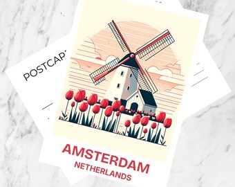 Amsterdam reizen ansichtkaart leeg Nederland vakantie aandenken cadeau voor reiziger aangepaste vintage kunst ansichtkaarten afdrukken