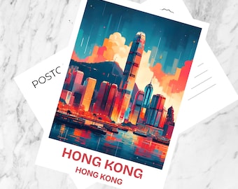 Hong Kong briefkaart Azië reizen portret briefkaart Hong Kong reizen sticker zomervakantie aandenken vakantie aandenken Hong Kong bladwijzer