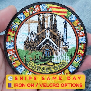 Sagrada Familia Art Embroidered Barcelona Gifts Spain Travel Patch Catalan Tiles Gothic Cathedral Velcro Patch Small Mosaic Tiles