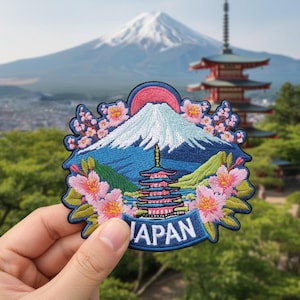Écusson de voyage brodé japon, grand souvenir de randonnée en fer sur la ville du monde, japon Osaka, Kyoto, mont Fuji, souvenir de randonnée pour veste en jean
