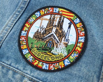 Toppa termoadesiva di Barcellona, ricamo fatto a mano, Spagna, giacca da viaggio, souvenir, Europa, monumento, borsa tote, opera d'arte della Sagrada Familia, ricordo
