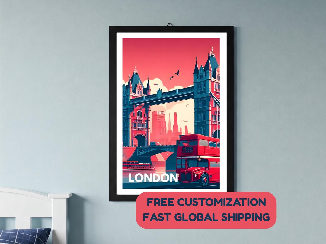 London Home Decor Poster Skyline Cityscape Print Big Ben Tower Bridge ...