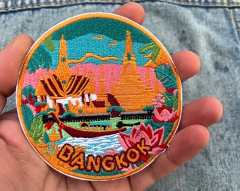 Bangkok Travel Patch Embroidered Iron On Thailand Travel Keepsake Gift for Traveler Cute Sew On Travel Patches Travel Collector Accessory