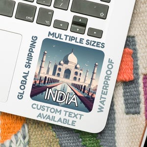 Taj Mahal Aufkleber – Digitale Illustrationskunst (5–15 cm) – Indien Reise Wandtattoo – Souvenir Souvenir – Benutzerdefinierte Textoption