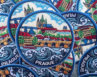 Prague Souvenir Patch Embroidered Castle Bridge Artwork Sew On Denim Jacket Patches Iron On Prague Castle Patch Gift for Traveler