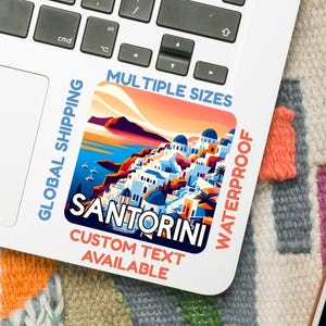 Sticker Santorini Grèce - Sunset Dome Churches Digital Sticker - Vinyle imperméable ou sticker brillant (5-15 cm) Cadeau de voyage