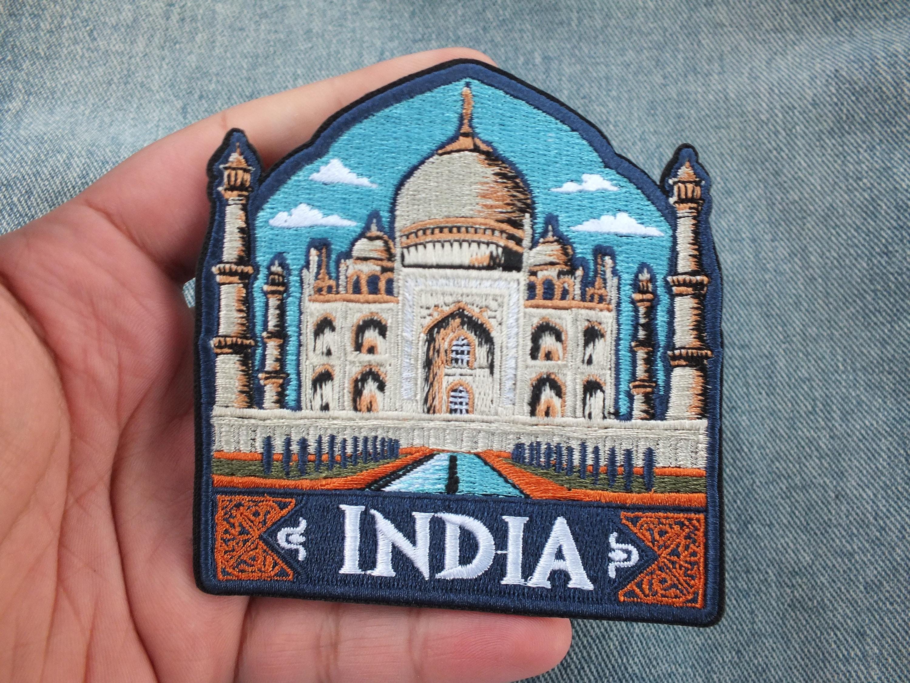 Iron On Taj Mahal Travel Embroidered Patch Large Sew On Wonder of World Sticker for Jacket India Sew On Patch Gift For Traveler Velcro Patch
