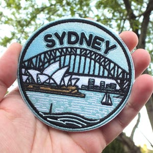 Sydney Opera House Souvenir Iron On Travel Patch Down Jacket Repair Patches for Bags Embroidered Australia Hook and Loop Patch Gift for Her