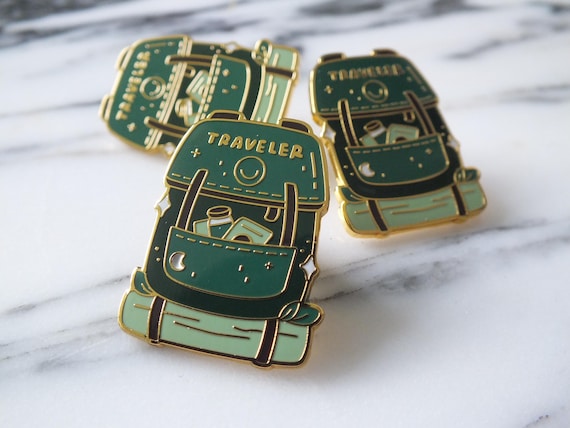 Hiking Rucksack Enamel Pin Outdoor Adventure Badge Backpack Mountaineer Jacket Lapel Pin Travel Gift Nature Lover Bag Accessory