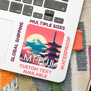 Sticker Mont Fuji - Sticker vinyle de voyage Japon fleurs de cerisier et pagode rouge | Esthétique Sakura pour ordinateur portable, journal, album, iPad, iPhone