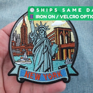 New York Iron On Travel Patch Love USA Embroidered Patch for Jacket Large USA Sew On Patch Statue of Liberty Summer Vacation Keepsake Gift